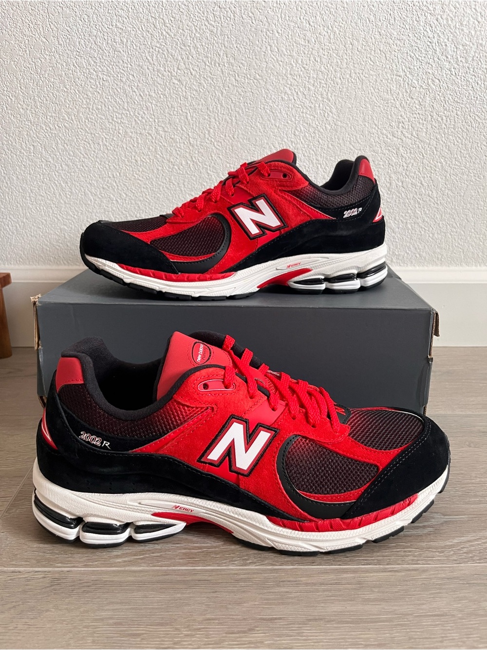 New Balance 2002R Red and Black Athletic Sneakers